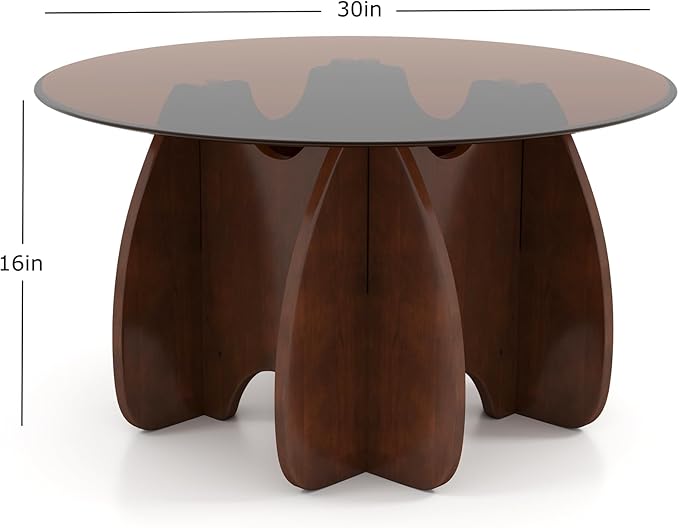 Round Glass Coffee Table, Modern Accent Center Table for Living Room, Small Space Furniture