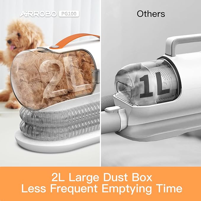 Dog Grooming Vacuum Kit, 12000Pa Strong Pet Hair Vacuum for Shedding & Grooming, Quiet with 2L Large Capacity