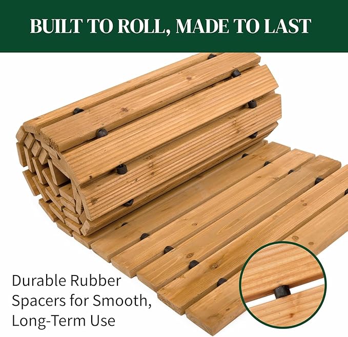 8-Ft Wooden Rollout Garden Pathway – Weather-Resistant Cedar Walkway for Outdoor Landscaping, Lawn & Patio