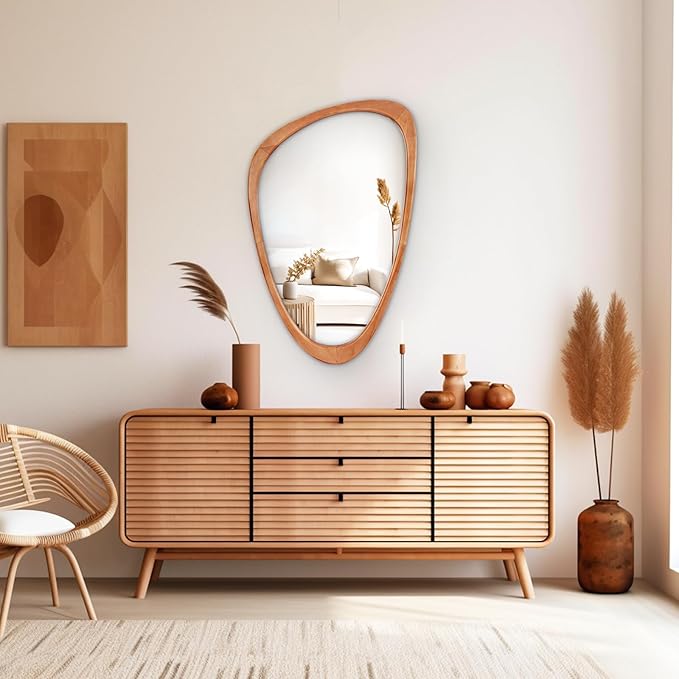 Asymmetrical Irregular Wall Mirror, Mid-Century Modern Decorative Mirror, 30" x 19