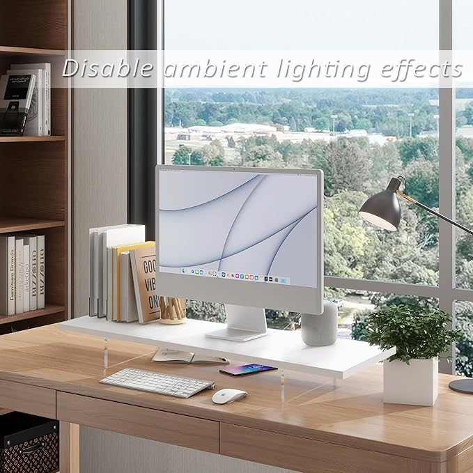 Monitor Stand Riser with LED Light – Wood & Acrylic Desktop Organizer for Computer, Laptop, Printer, and TV