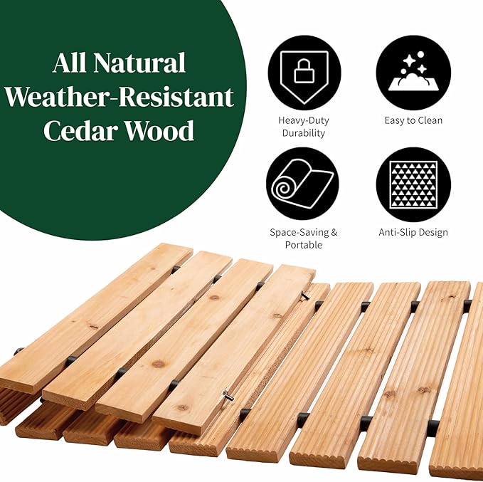 8-Ft Wooden Rollout Garden Pathway – Weather-Resistant Cedar Walkway for Outdoor Landscaping, Lawn & Patio