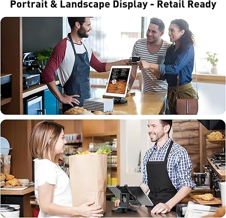 360° Rotating Tablet Stand for 6"-13" Devices, POS Holder for Desk or Counter