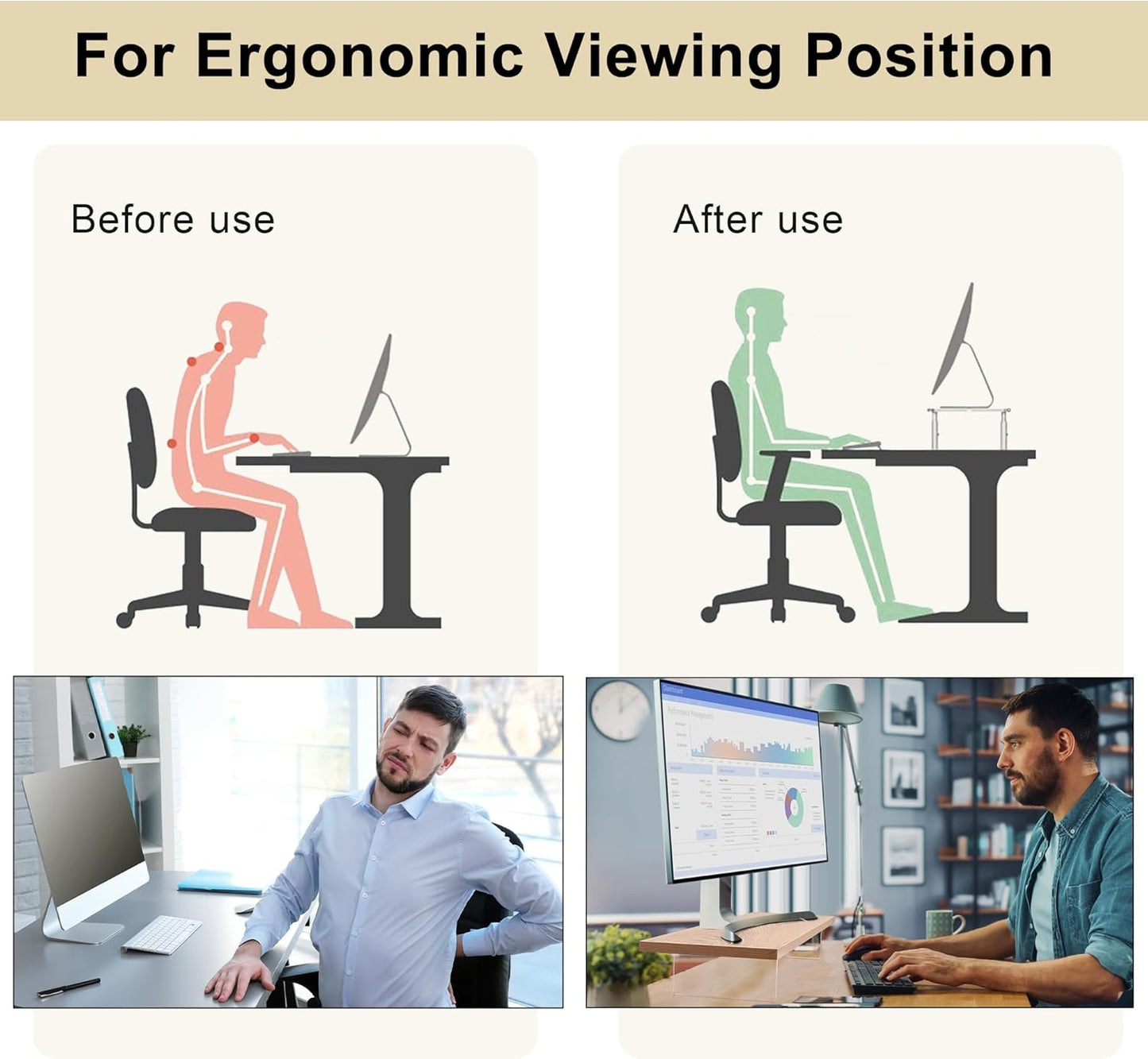 Monitor Stand Riser with LED Light – Wood & Acrylic Desktop Organizer for Computer, Laptop, Printer, and TV