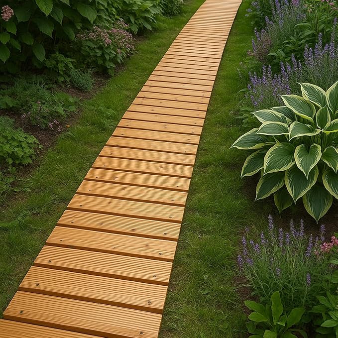 8-Ft Wooden Rollout Garden Pathway – Weather-Resistant Cedar Walkway for Outdoor Landscaping, Lawn & Patio