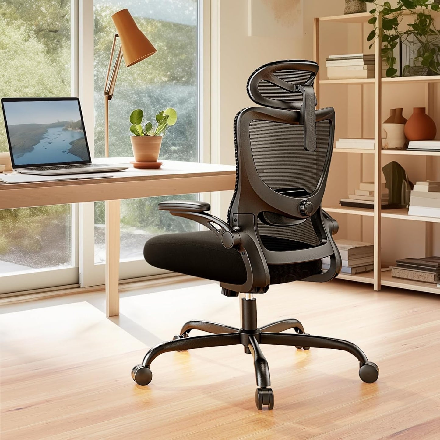 Ergonomic Office Chair with High Back, Mesh, Adjustable Lumbar Support, 3D Armrests, Headrest, and Swivel Wheels