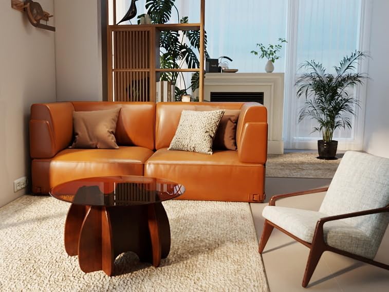 Round Glass Coffee Table, Modern Accent Center Table for Living Room, Small Space Furniture