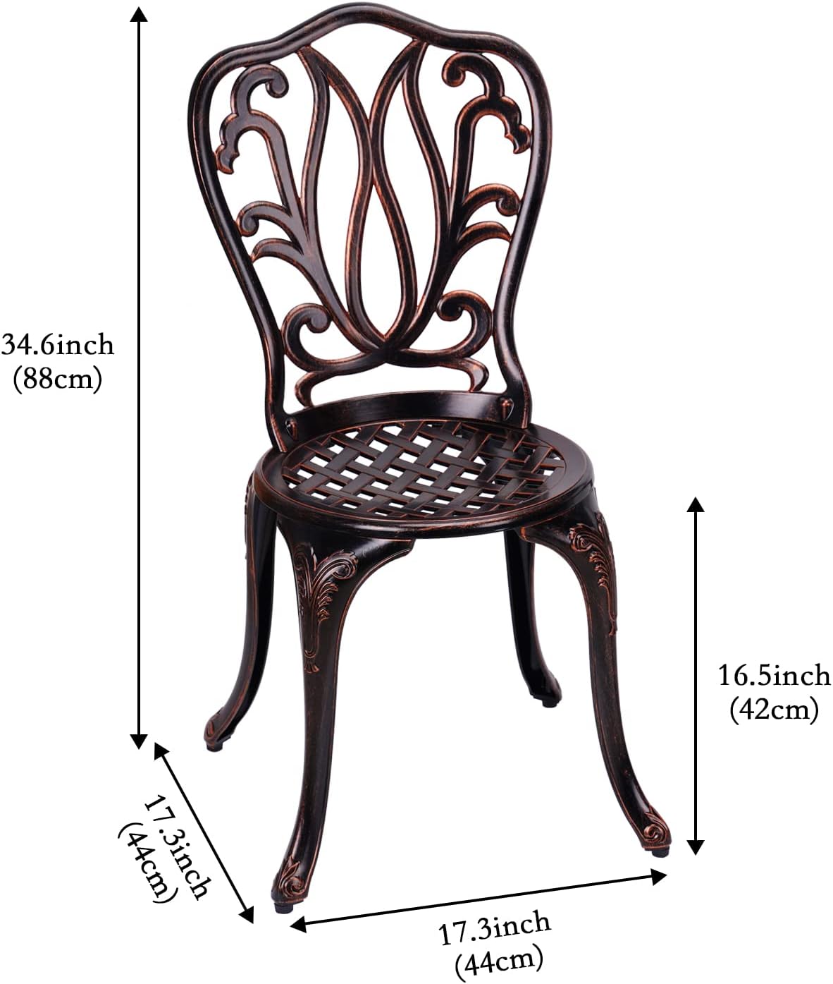 3-Piece Outdoor Bistro Set – Anti-Rust Cast Aluminum Patio Table and Chairs