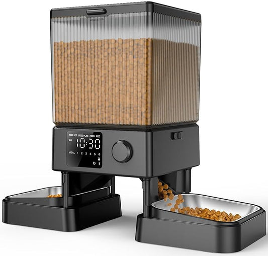 Automatic Cat Feeder for 2 Cats, 5L Timed Dry Food Dispenser for Small Pets, 20-Cup Capacity