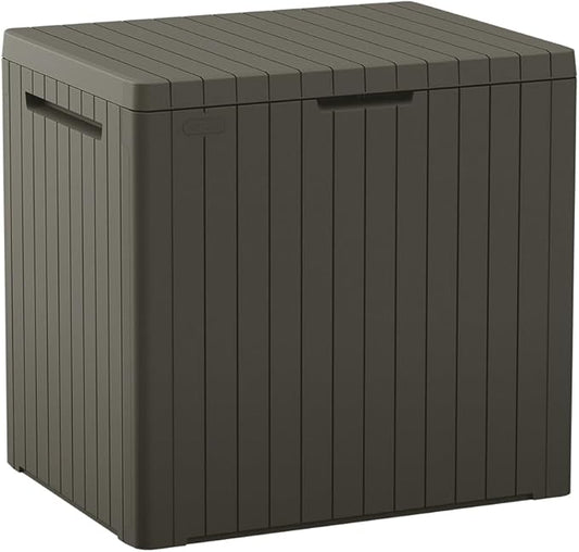 30 Gallon Resin Outdoor Storage Box & Patio Side Table – Mossy Brown