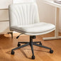Armless PU Leather Office Chair with Wheels – Light Beige
