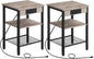 Set of 2 End Tables with Charging Station, 3-Tier Nightstands with USB Ports