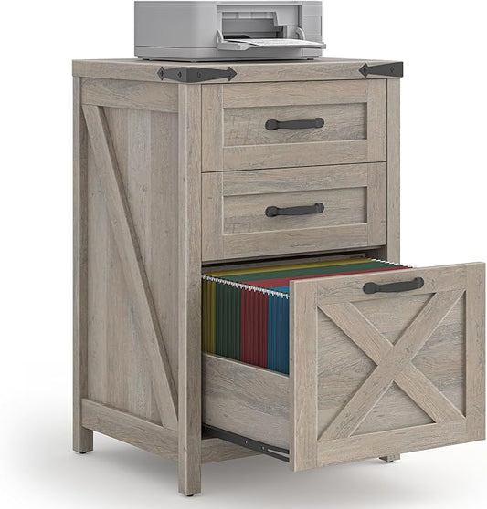 3 Drawer Vertical File Cabinet with Storage – Fits Letter/A4, Grey