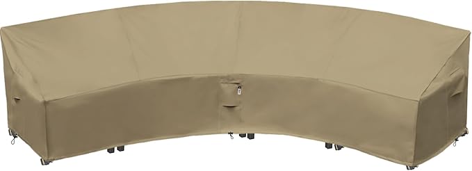 Curved Patio Furniture Cover, Waterproof 600D Sectional Sofa Protector, 190"(128") Half-Moon Outdoor Couch Cover