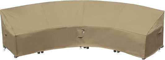 Curved Patio Furniture Cover, Waterproof 600D Sectional Sofa Protector, 190"(128") Half-Moon Outdoor Couch Cover
