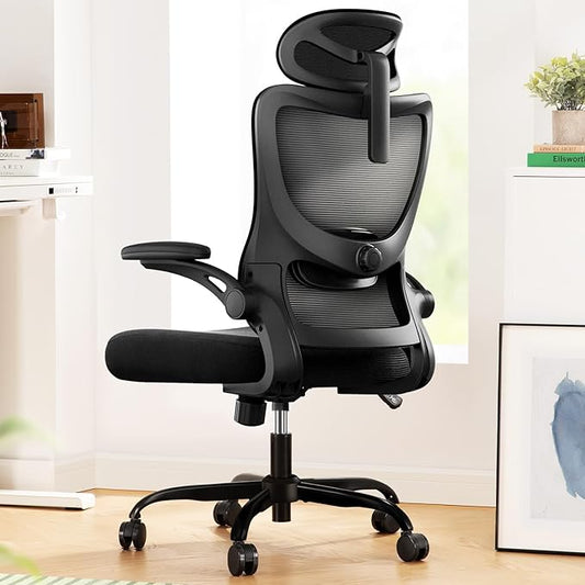 Ergonomic Office Chair with High Back, Mesh, Adjustable Lumbar Support, 3D Armrests, Headrest, and Swivel Wheels