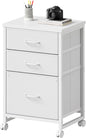 3-Drawer Mobile Fabric File Cabinet with Wheels – A4/Letter Size, White
