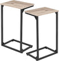 Set of 2 C Shaped End Tables, Sofa Side Tables with Slide Under Design, TV Trays for Small Spaces, Grey
