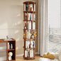 6-Tier Rotating Bookshelf with Wheels, Space-Saving Wooden Bookcase Tower