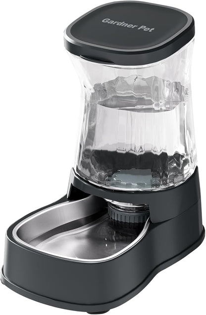Automatic Dog Water Dispenser, 1-Gallon Gravity Feeder with Stainless Steel Bowl, BPA-Free