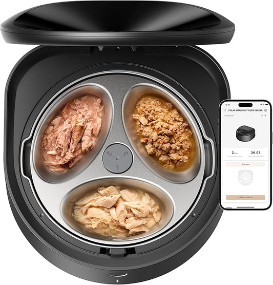 Automatic Cat Feeder with Cooling & App Control, Stainless Steel Bowl, 3 Fresh Meals, Easy Clean