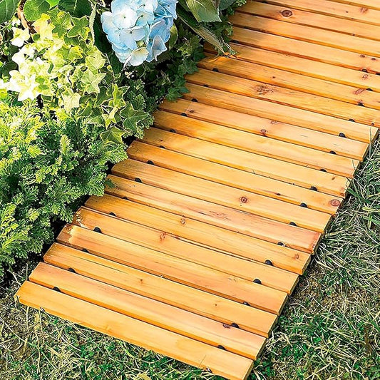 8-Ft Wooden Rollout Garden Pathway – Weather-Resistant Cedar Walkway for Outdoor Landscaping, Lawn & Patio