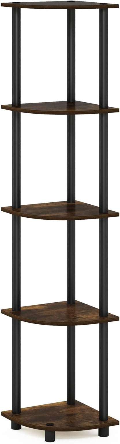 5-Tier Corner Display Rack, Multipurpose Shelving Unit – Amber Pine/Black