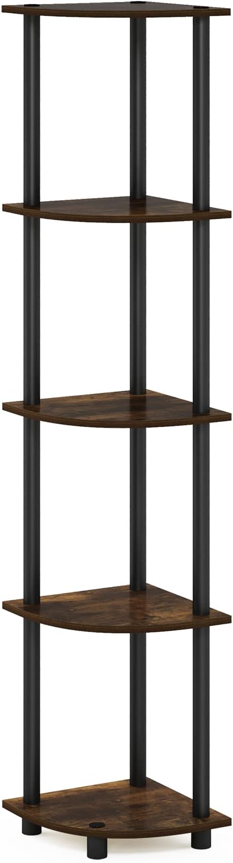 5-Tier Corner Display Rack, Multipurpose Shelving Unit – Amber Pine/Black