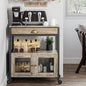 3-Tier Coffee Bar Cabinet with Drawer and Wheels – Farmhouse Kitchen Station