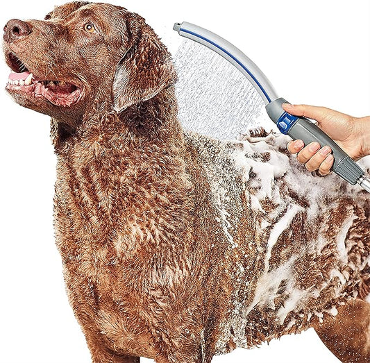 Pet Wand Pro Dog Shower Attachment with 8-Foot Hose – Fast & Easy Bathing, Indoor/Outdoor, Blue/Grey