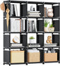 12 Cube Storage Organizer, DIY Metal Bookshelf, Tall Bookcase for Bedroom, Living Room, Office, or Closet – Black