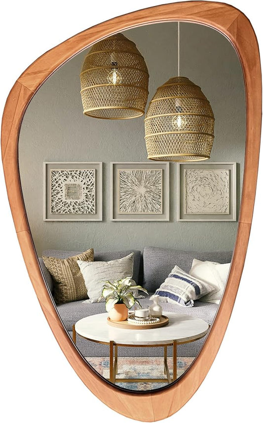 Asymmetrical Irregular Wall Mirror, Mid-Century Modern Decorative Mirror, 30" x 19
