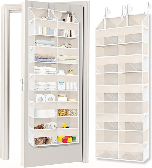 Over-the-Door Organizer, 5-Tier Hanging Storage with 10 Compartments, 80 lbs Capacity, Beige