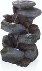3-Tier Rock Waterfall Fountain with LED Lights – 22" Outdoor Garden & Patio Decor, Gray