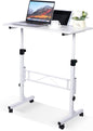 Adjustable Portable Standing Desk with Wheels – 27" to 43.5" Height, White