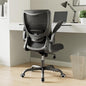 Ergonomic Office Chair with Adjustable Lumbar Support, Flip-Up Armrests, Breathable Mesh – Black