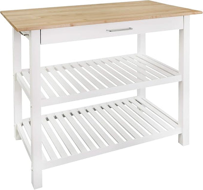 40" Kitchen Island with Solid Hardwood Top – Natural/White