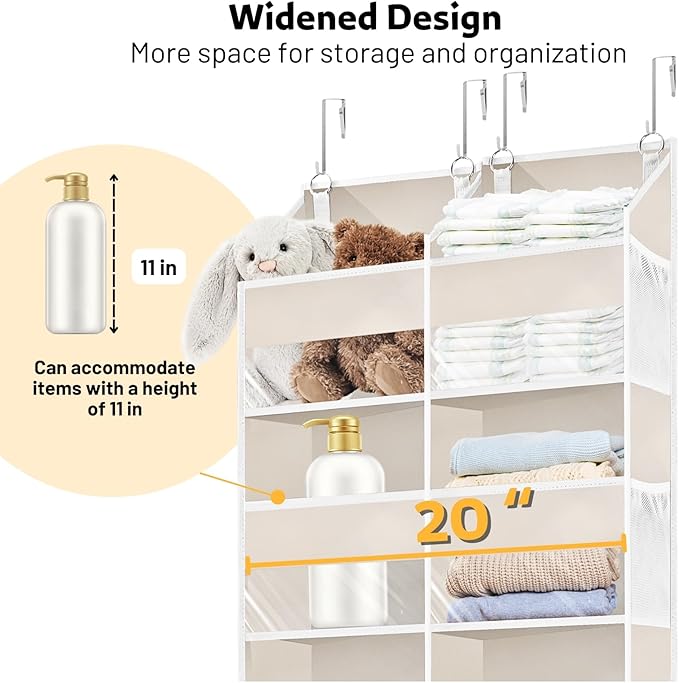 Over-the-Door Organizer, 5-Tier Hanging Storage with 10 Compartments, 80 lbs Capacity, Beige