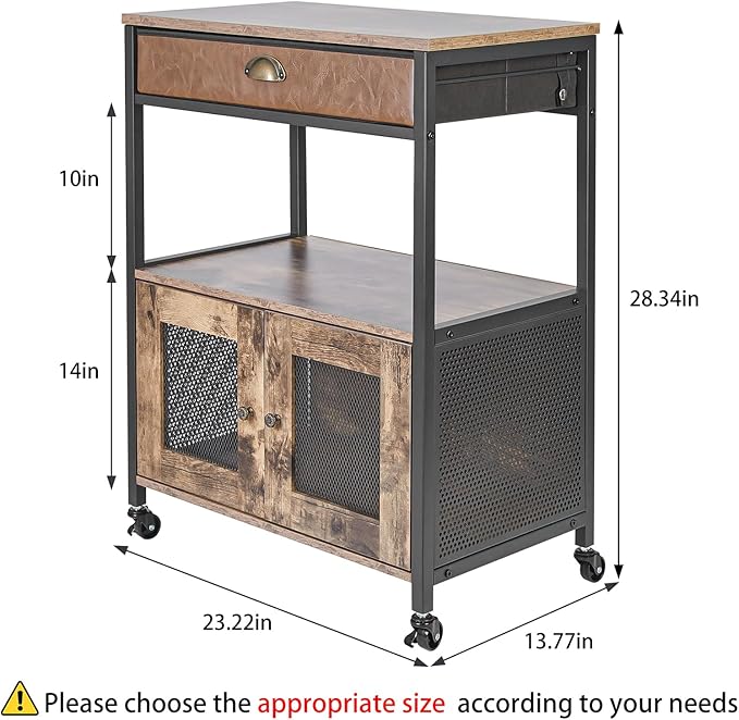 3-Tier Coffee Bar Cabinet with Drawer and Wheels – Farmhouse Kitchen Station