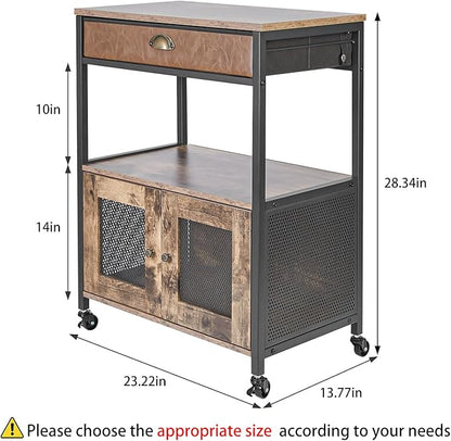 3-Tier Coffee Bar Cabinet with Drawer and Wheels – Farmhouse Kitchen Station