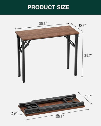 Small Folding Computer Desk – 36" Portable Foldable Laptop Table, Compact & Lightweight for Home Office, Study, Craft Use (Dark Walnut)