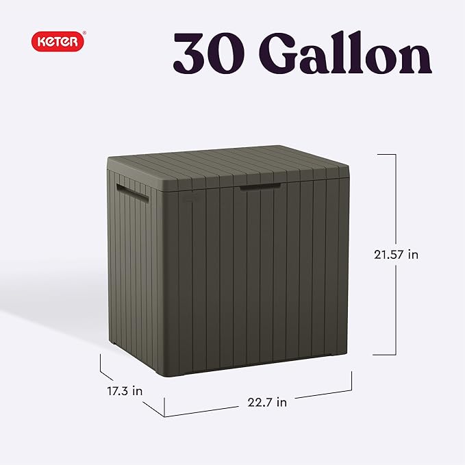 30 Gallon Resin Outdoor Storage Box & Patio Side Table – Mossy Brown
