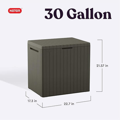 30 Gallon Resin Outdoor Storage Box & Patio Side Table – Mossy Brown