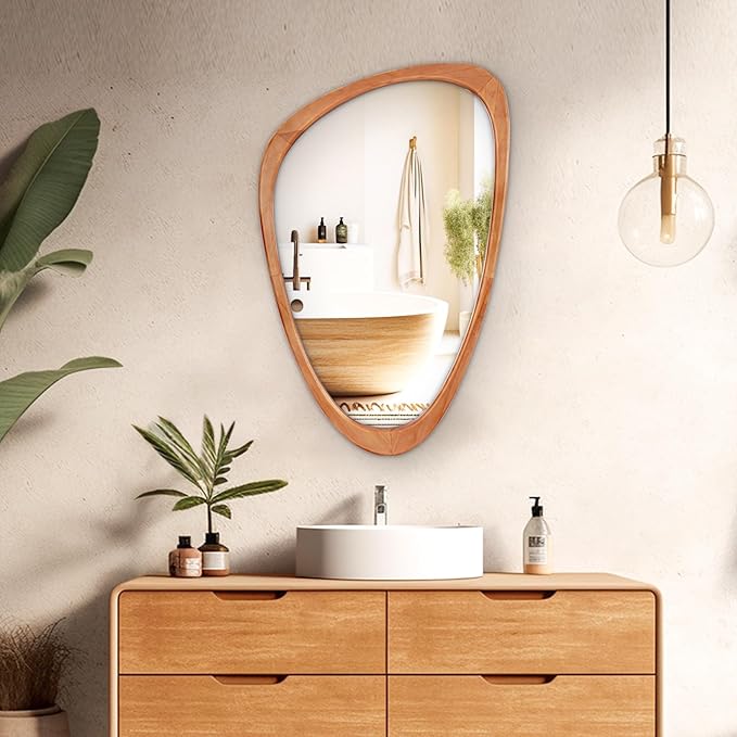 Asymmetrical Irregular Wall Mirror, Mid-Century Modern Decorative Mirror, 30" x 19