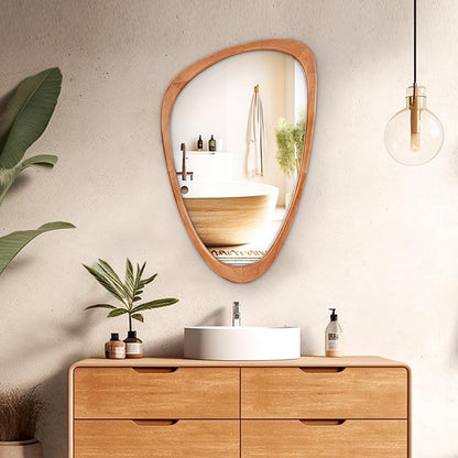 Asymmetrical Irregular Wall Mirror, Mid-Century Modern Decorative Mirror, 30" x 19