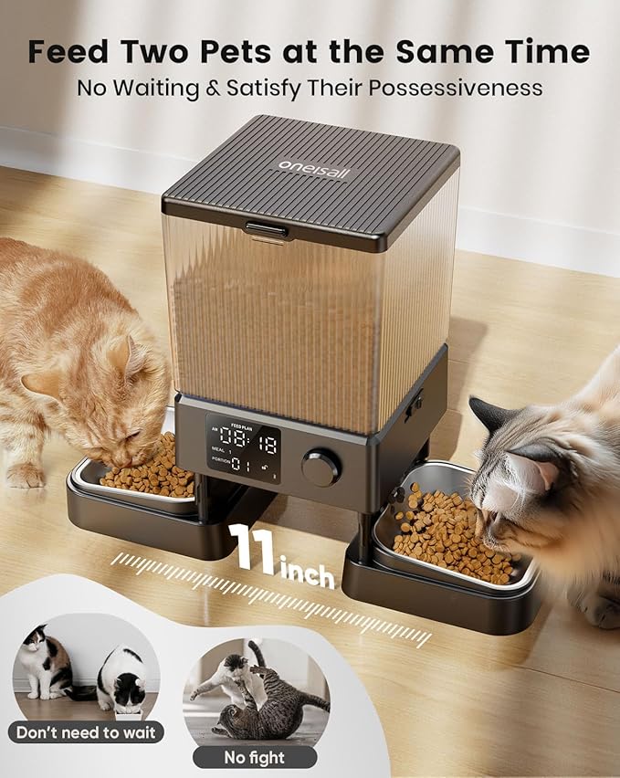 Automatic Cat Feeder for 2 Cats, 5L Timed Dry Food Dispenser for Small Pets, 20-Cup Capacity
