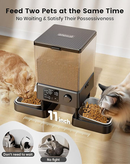 Automatic Cat Feeder for 2 Cats, 5L Timed Dry Food Dispenser for Small Pets, 20-Cup Capacity