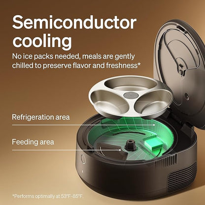 Automatic Cat Feeder with Cooling & App Control, Stainless Steel Bowl, 3 Fresh Meals, Easy Clean