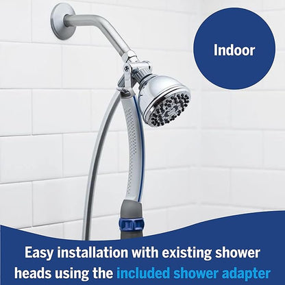 Pet Wand Pro Dog Shower Attachment with 8-Foot Hose – Fast & Easy Bathing, Indoor/Outdoor, Blue/Grey