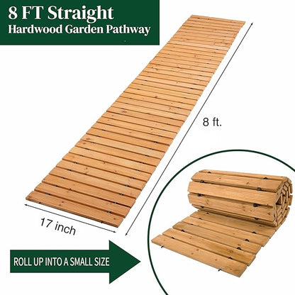 8-Ft Wooden Rollout Garden Pathway – Weather-Resistant Cedar Walkway for Outdoor Landscaping, Lawn & Patio